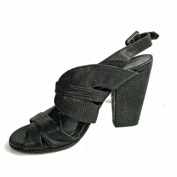 Michelediloco Black Snake-Embossed Leather Block Heels | Fall Classic Elegance - Picture 6 of 16